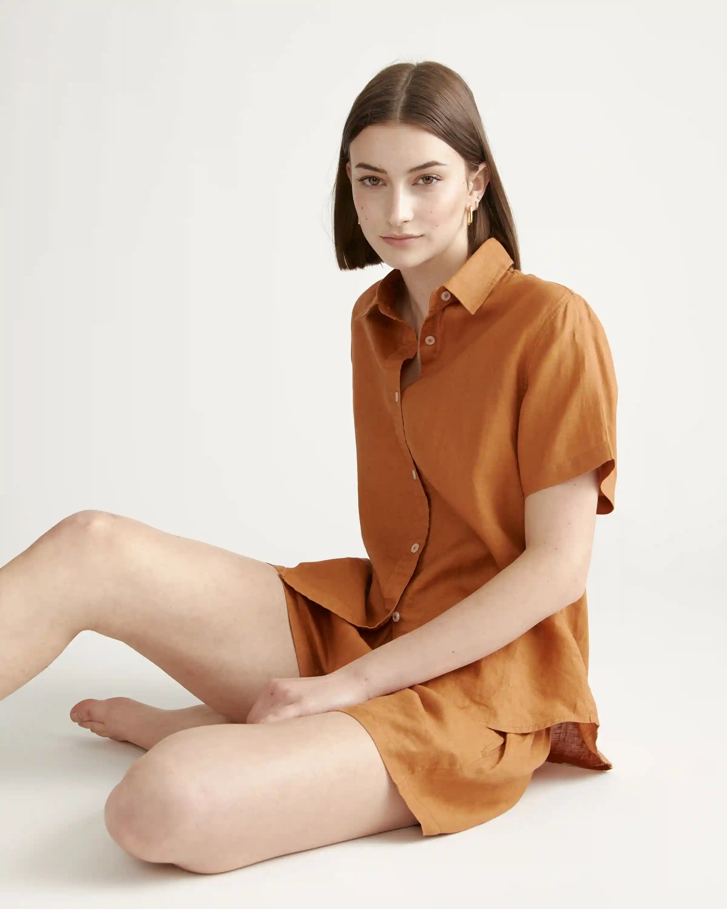 100% European Linen Shorts Pajama Set
