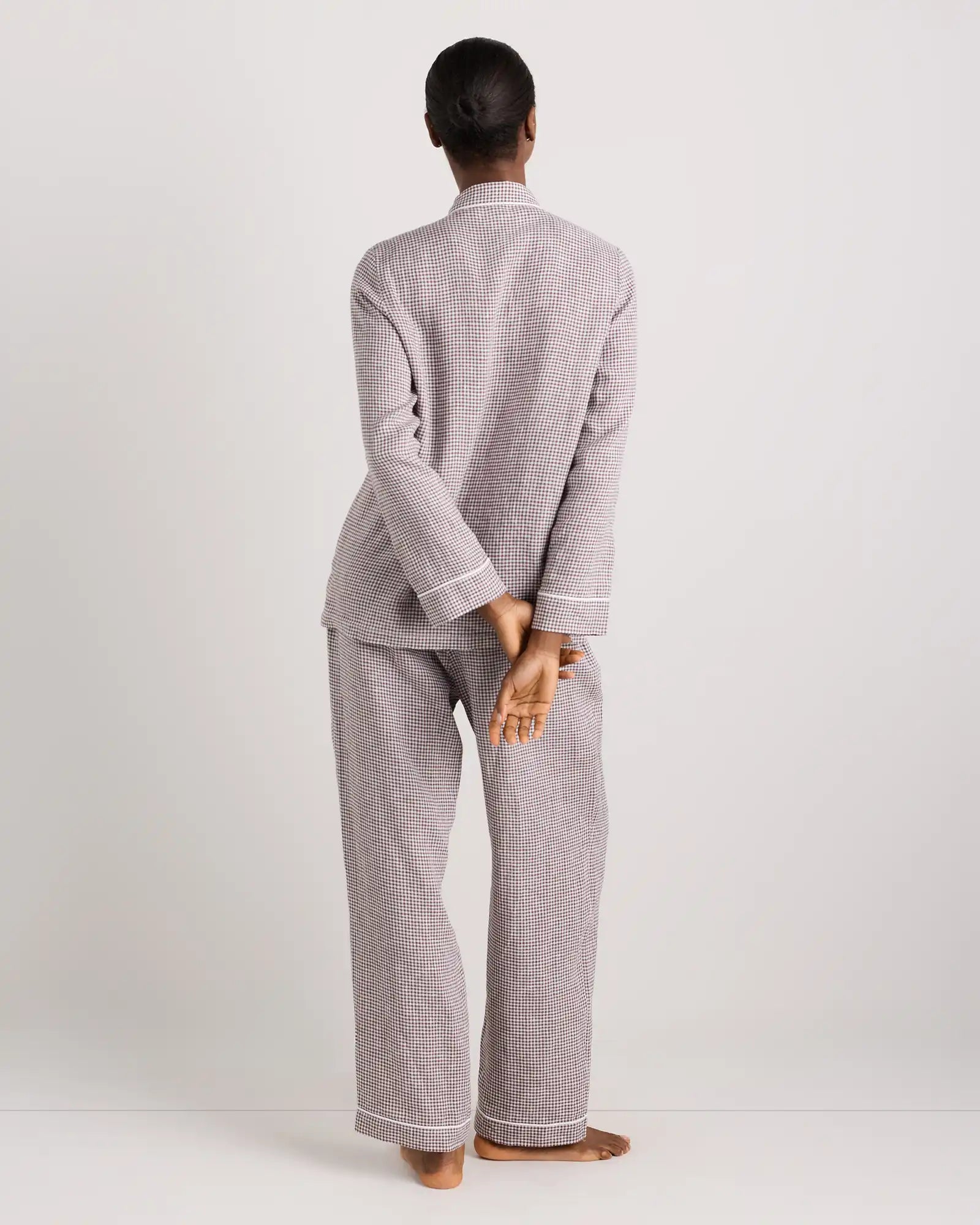 100% European Linen Long Sleeve Pajama Set with Piping