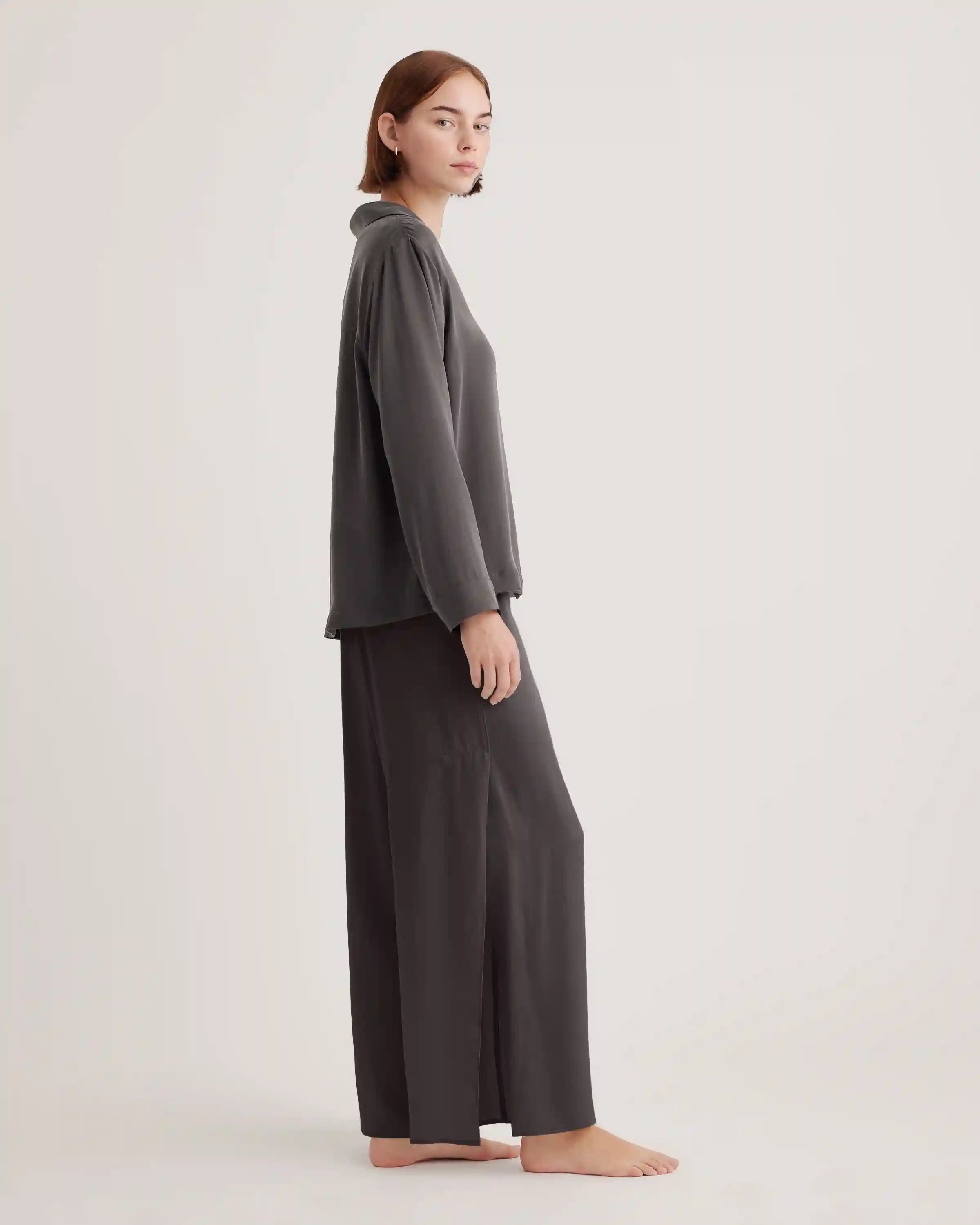100% Washable Silk Pajama Long Sleeve Top