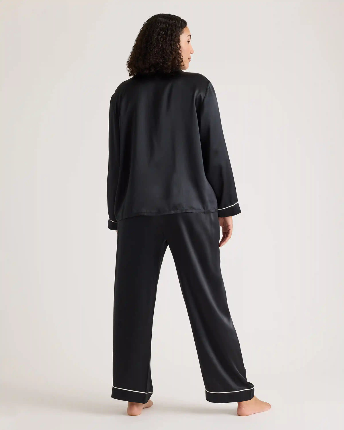 100% Washable Silk Satin Pajama Long Sleeve Top