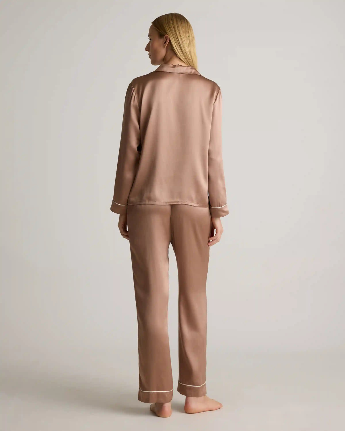 100% Washable Silk Satin Pajama Long Sleeve Top