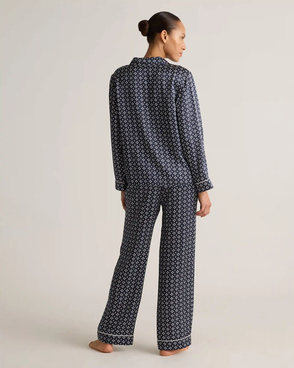 100% Washable Silk Satin Pajama Long Sleeve Top