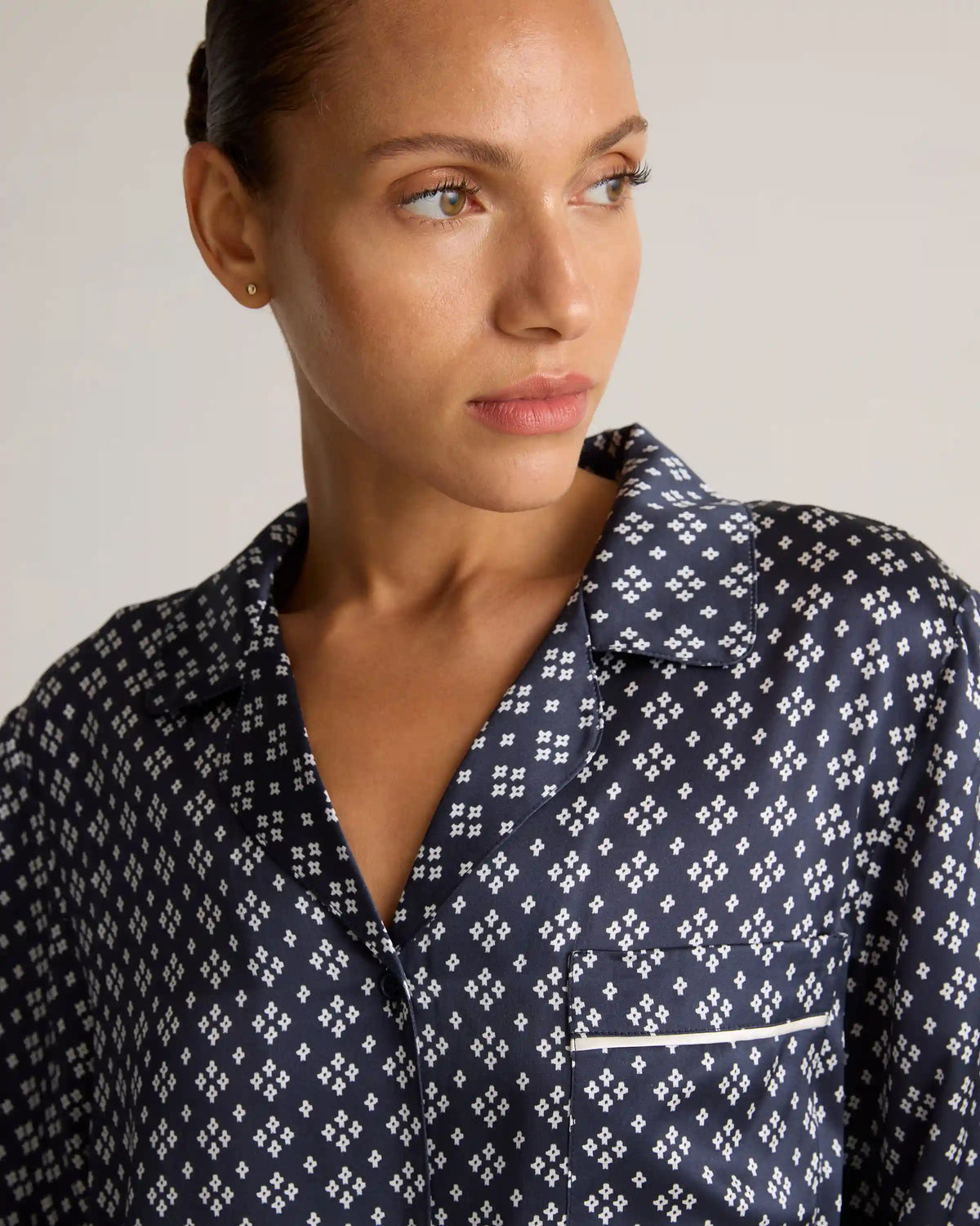 100% Washable Silk Satin Pajama Long Sleeve Top