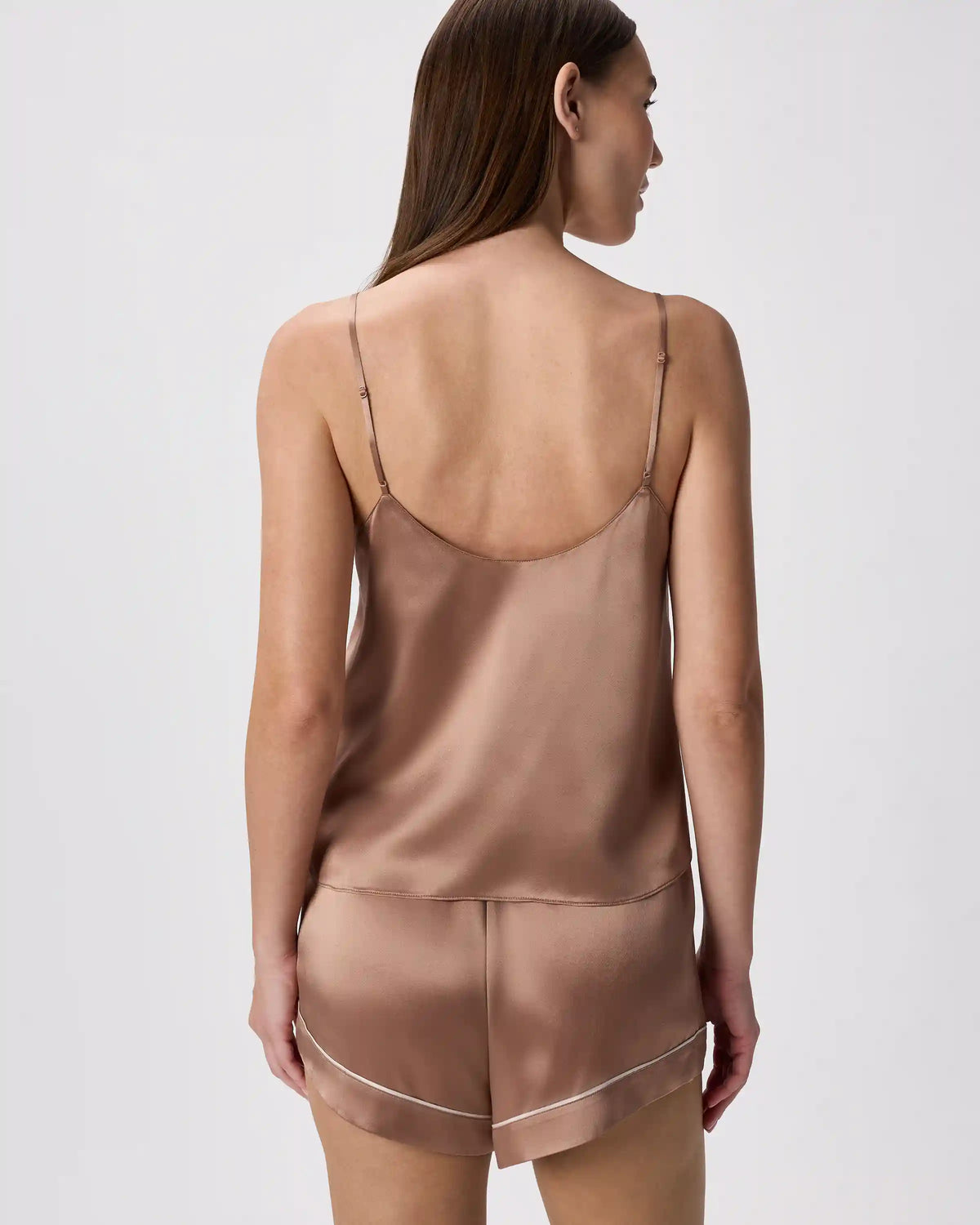 100% Washable Silk Satin Lace Cami Pajama Top