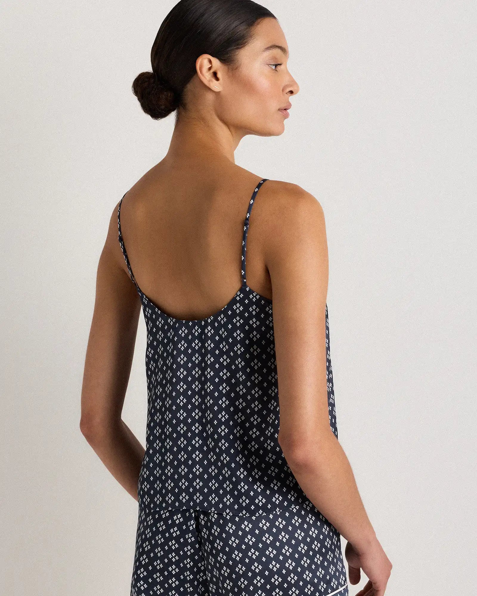 100% Washable Silk Satin Lace Cami Pajama Top