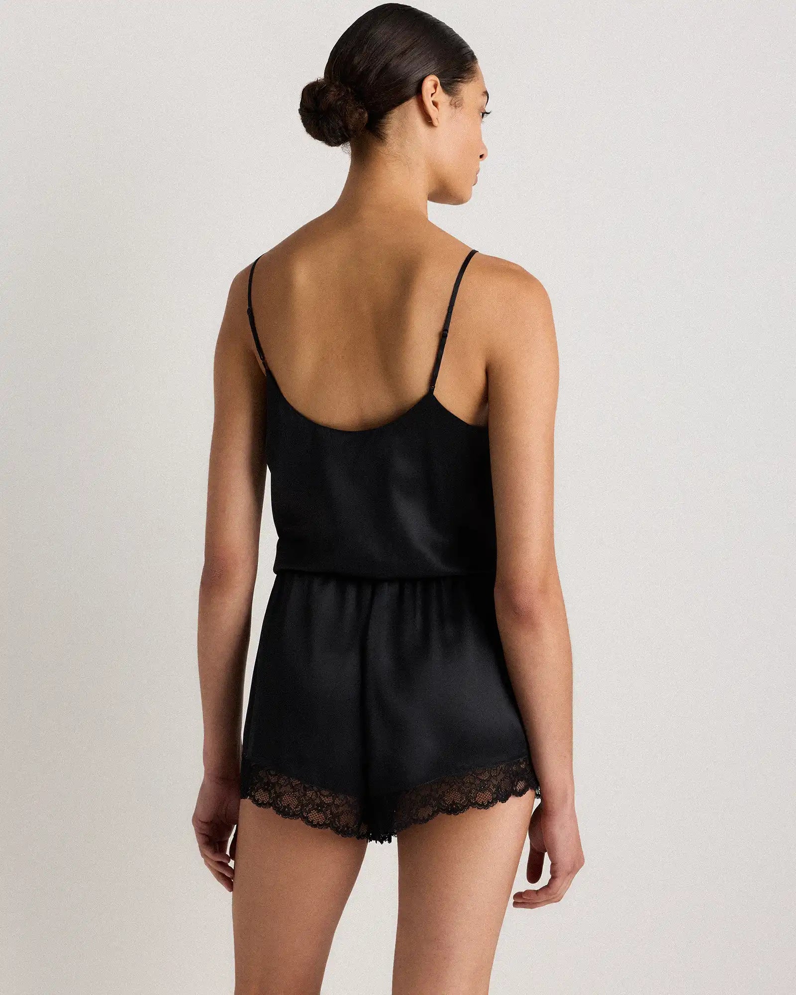 100% Washable Silk Satin Lace Pajama Shorts