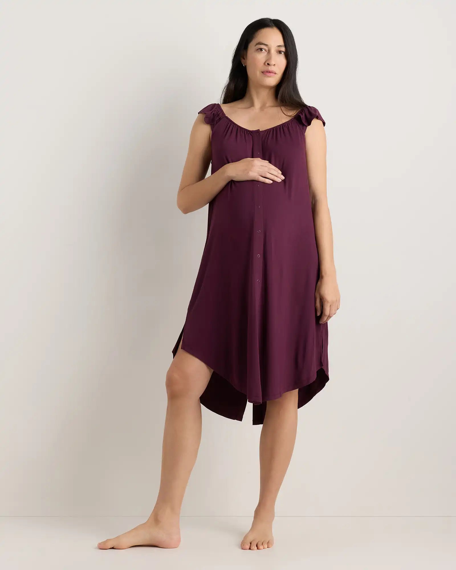 Bamboo Jersey Flutter Sleeve Labor and Delivery Gown