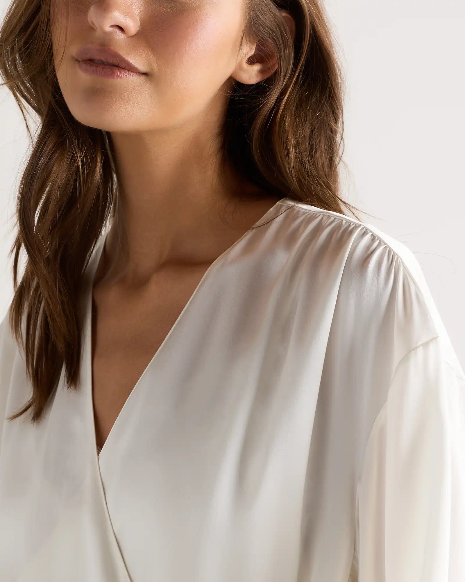 100% Washable Silk Satin Lace Trim Robe