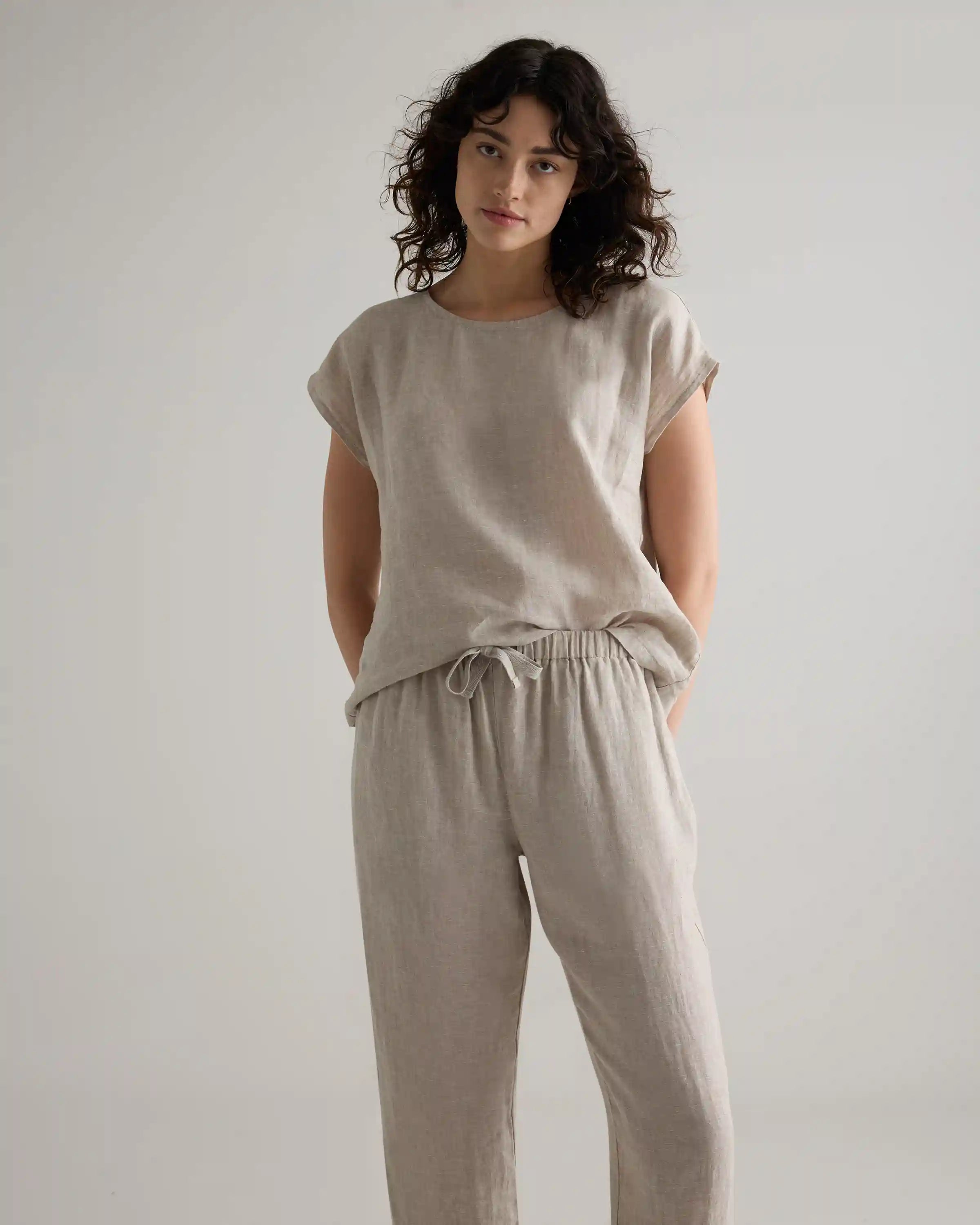 100% European Linen Pajama Set