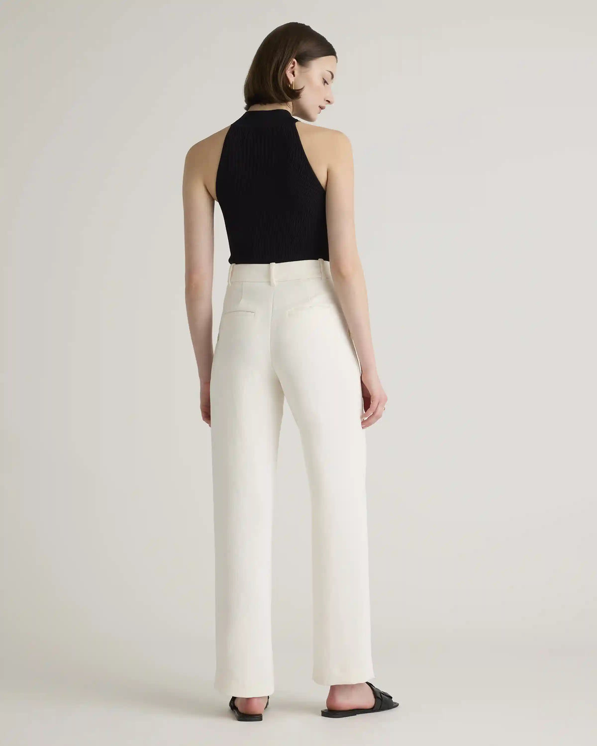 Cropped High Neck Ribbed Knit Tank