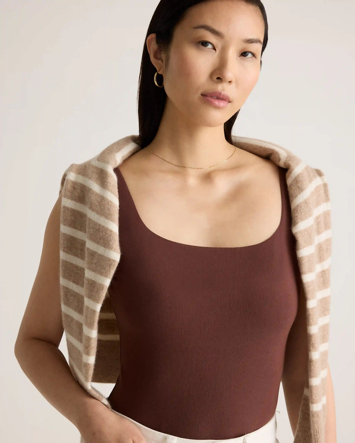 Stretch Cotton Jersey Square Neck Tank Bodysuit