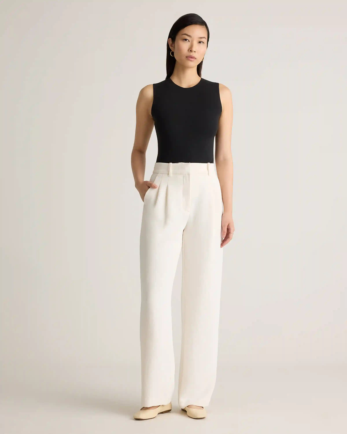 Stretch Cotton Jersey High Neck Sleeveless Bodysuit