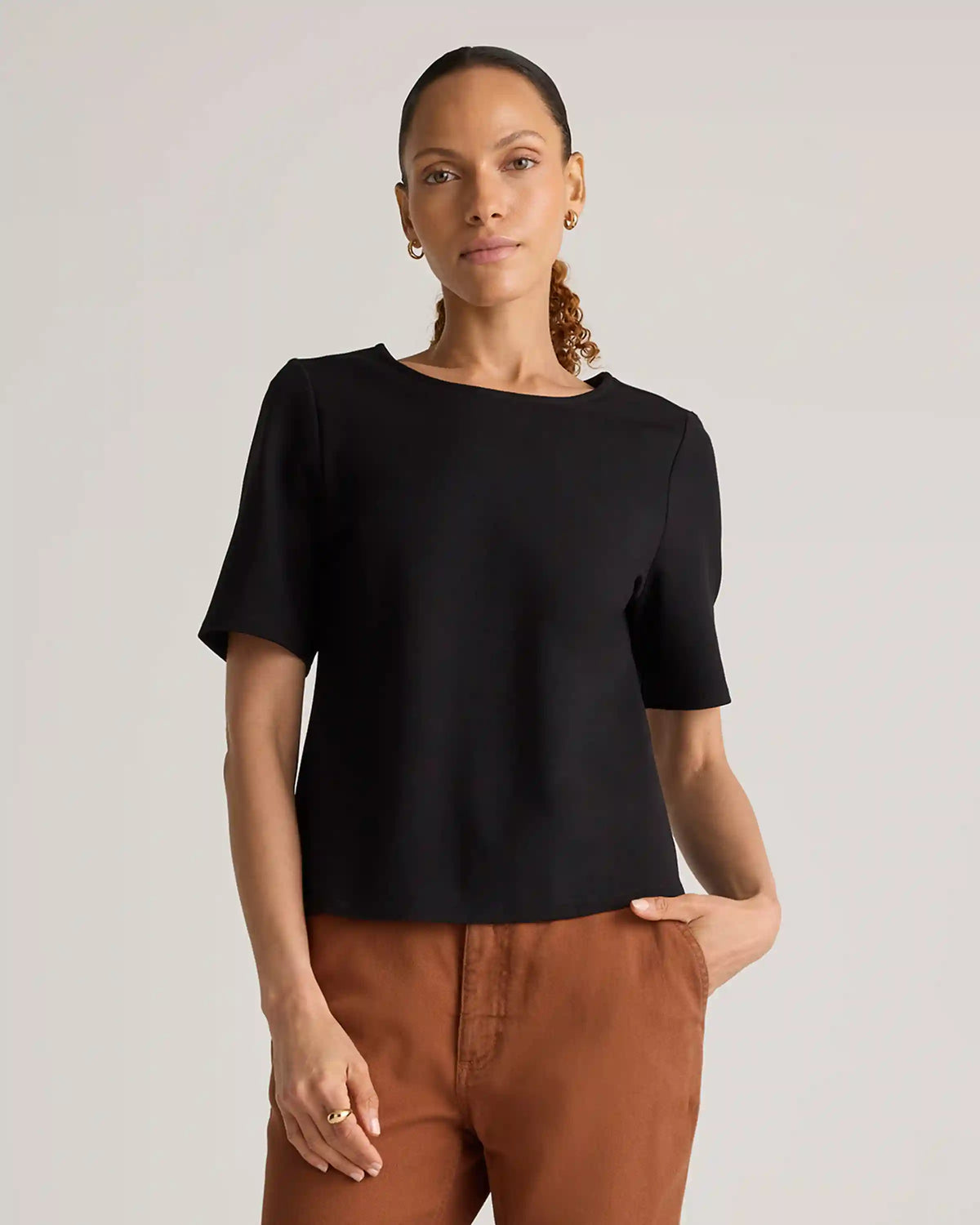 Ultra-Stretch Ponte Short Sleeve Top