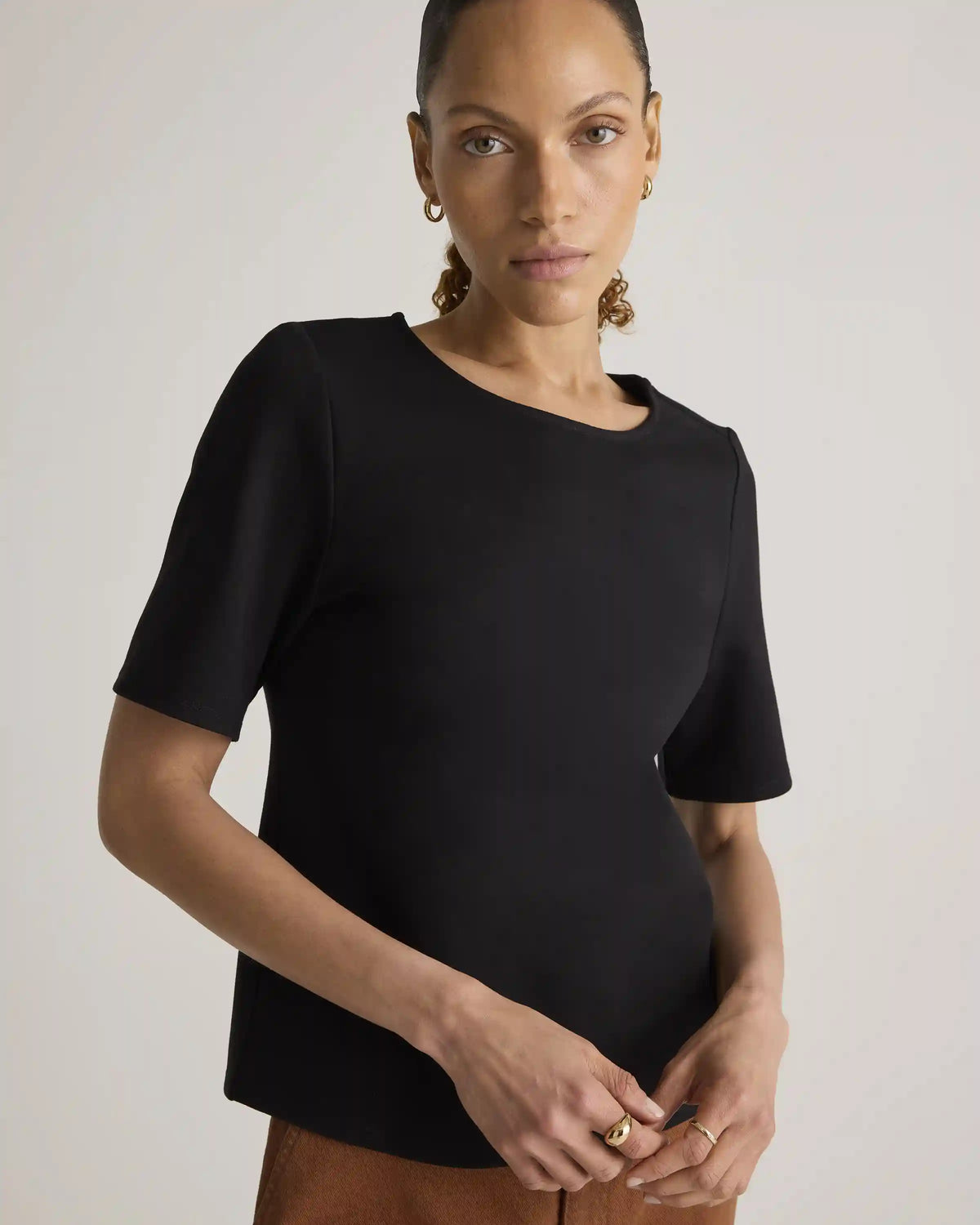 Ultra-Stretch Ponte Short Sleeve Top