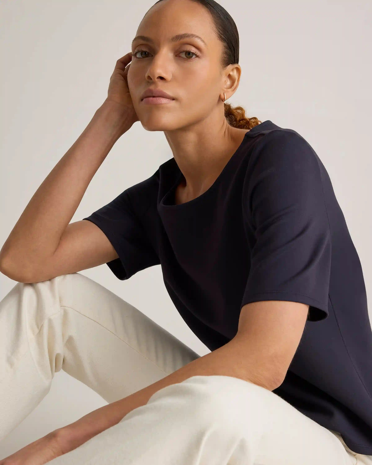 Ultra-Stretch Ponte Short Sleeve Top