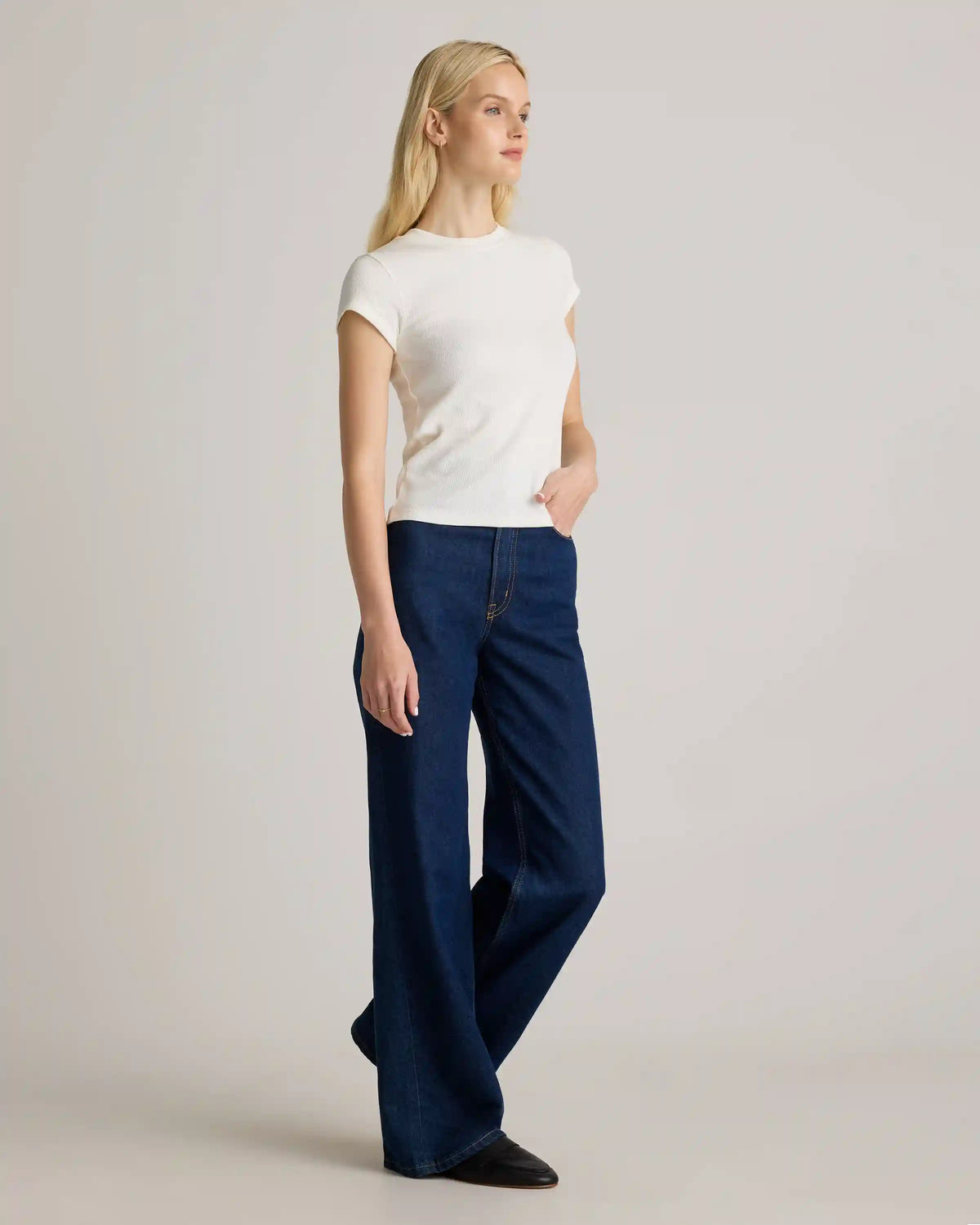 Organic Cotton Micro-Rib Crewneck Tee