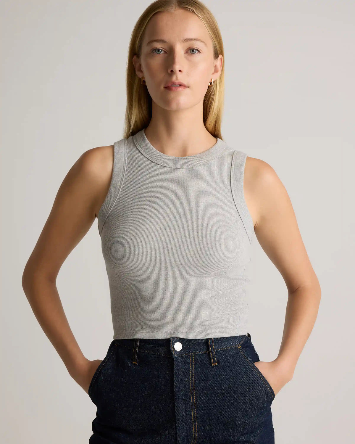 Organic Cotton Micro-Rib Cropped Cutaway Tank