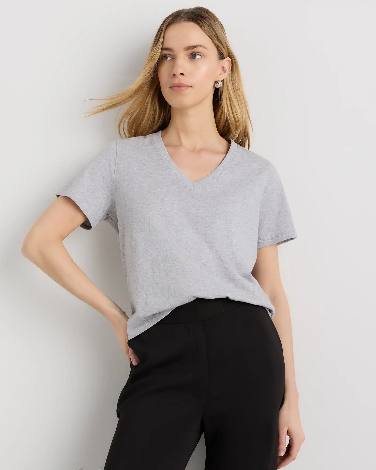 100% Organic Cotton Boxy V-Neck Tee