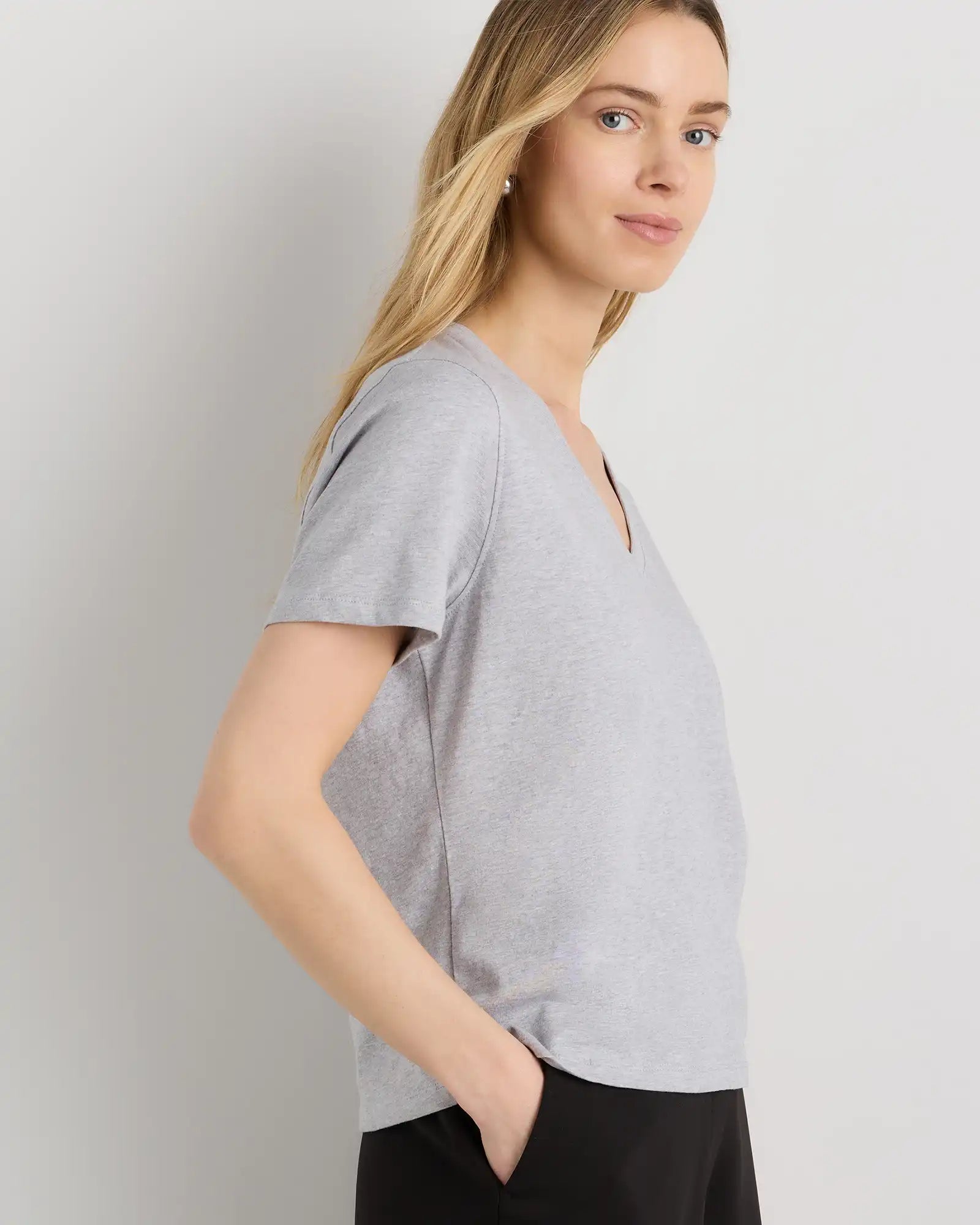 100% Organic Cotton Boxy V-Neck Tee