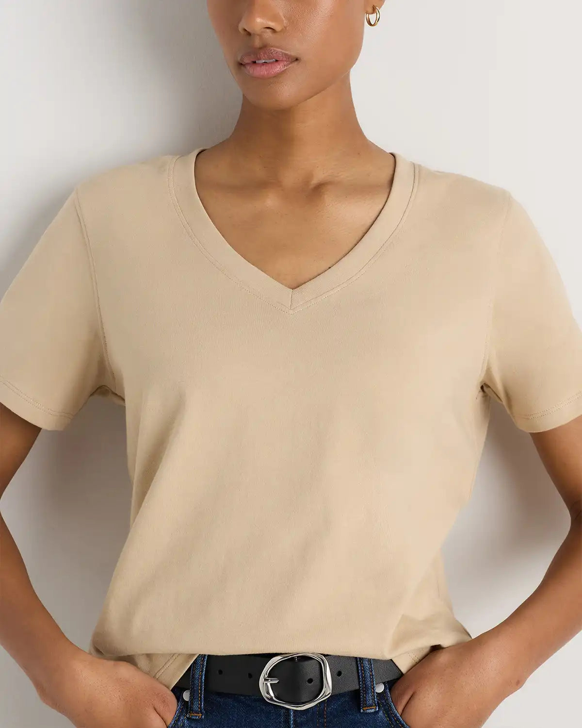 100% Organic Cotton Boxy V-Neck Tee