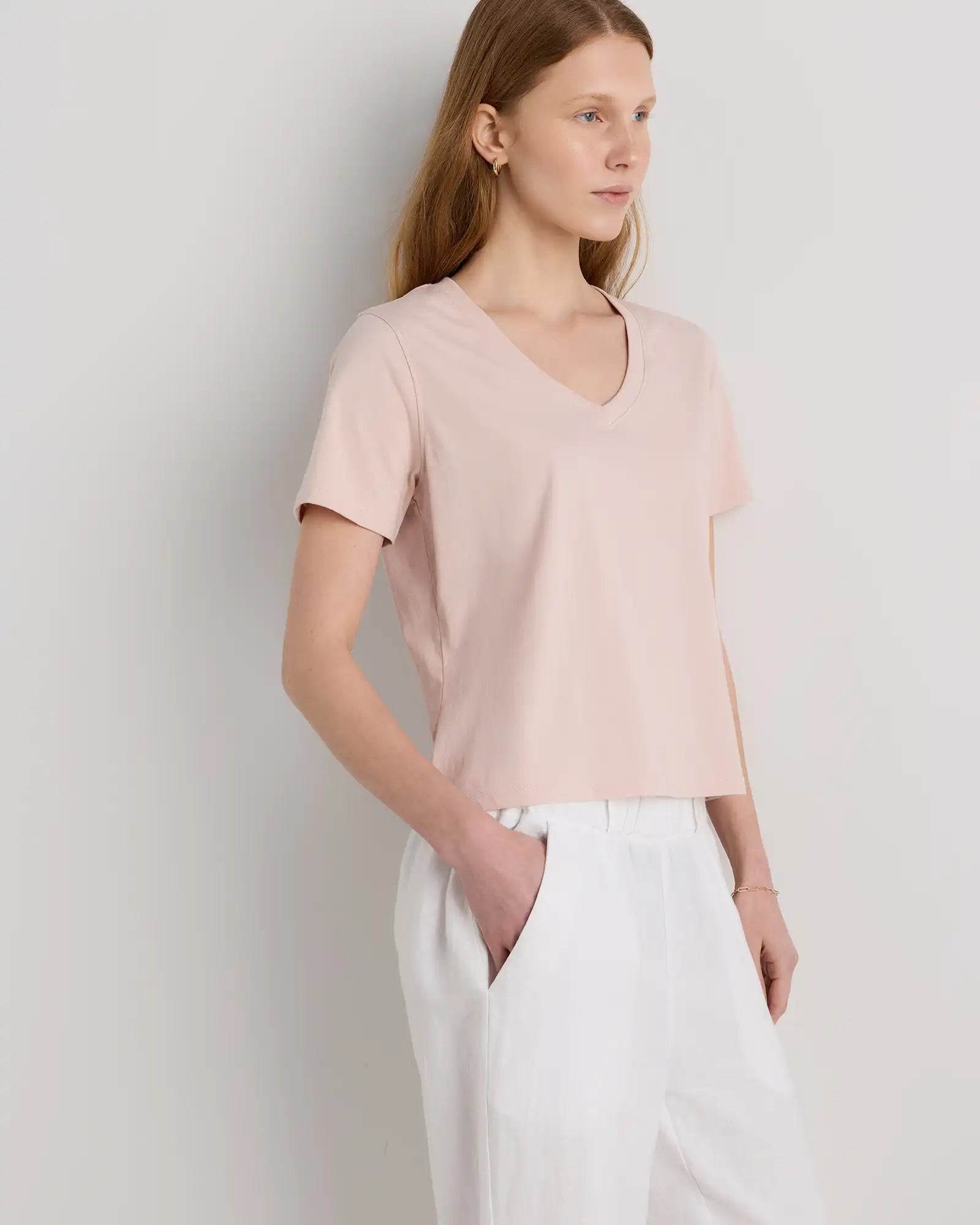 100% Organic Cotton Boxy V-Neck Tee
