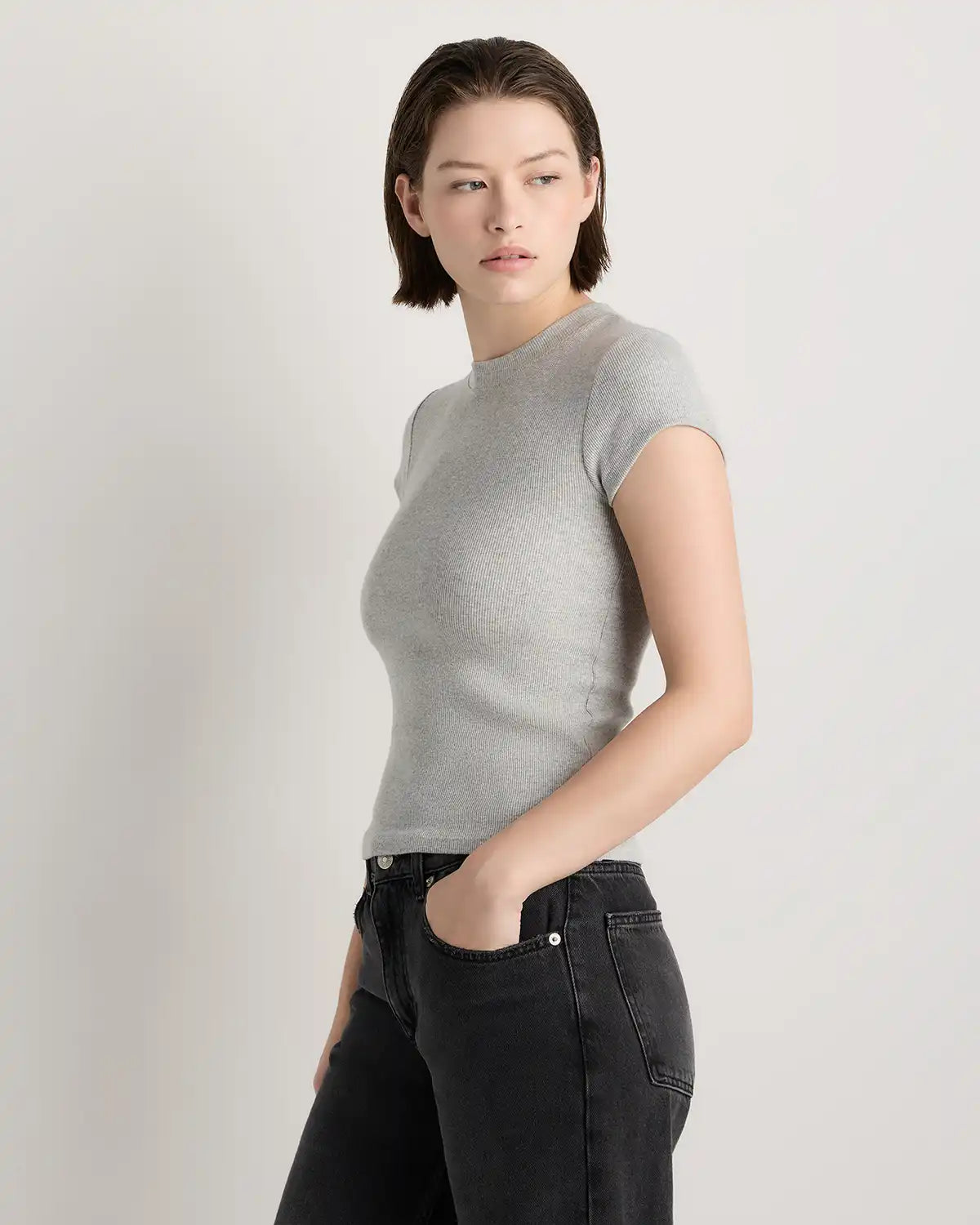 Organic Cotton Micro-Rib Crewneck Tee