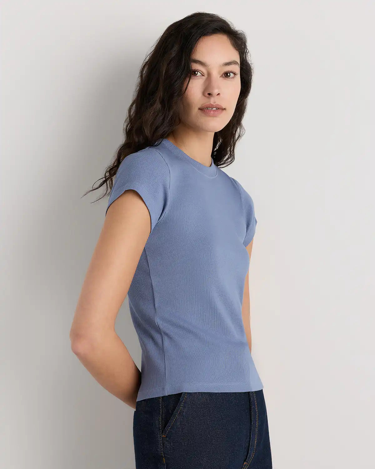Organic Cotton Micro-Rib Crewneck Tee