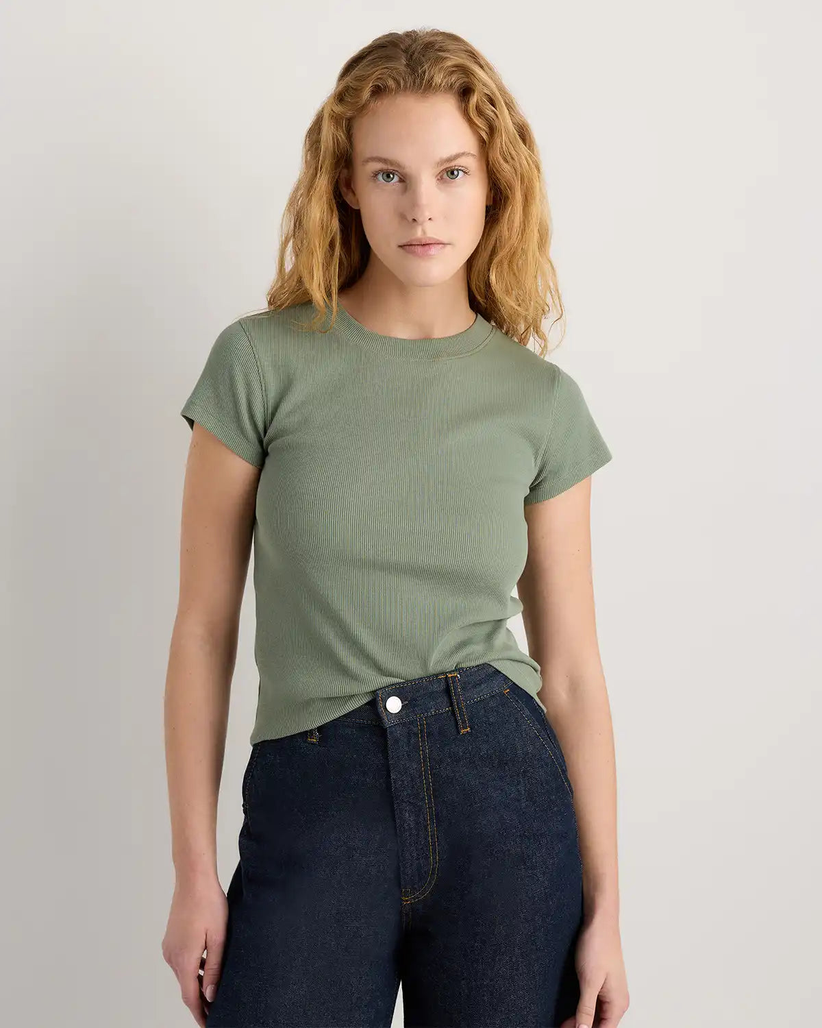 Organic Cotton Micro-Rib Crewneck Tee