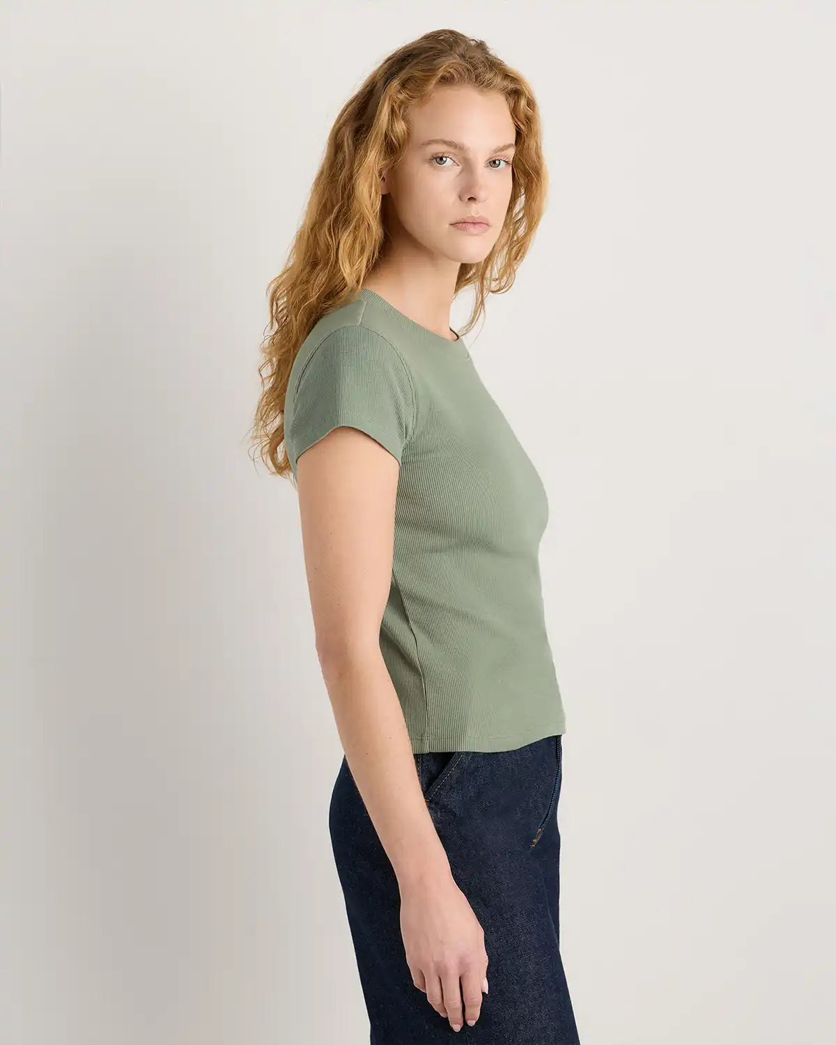 Organic Cotton Micro-Rib Crewneck Tee
