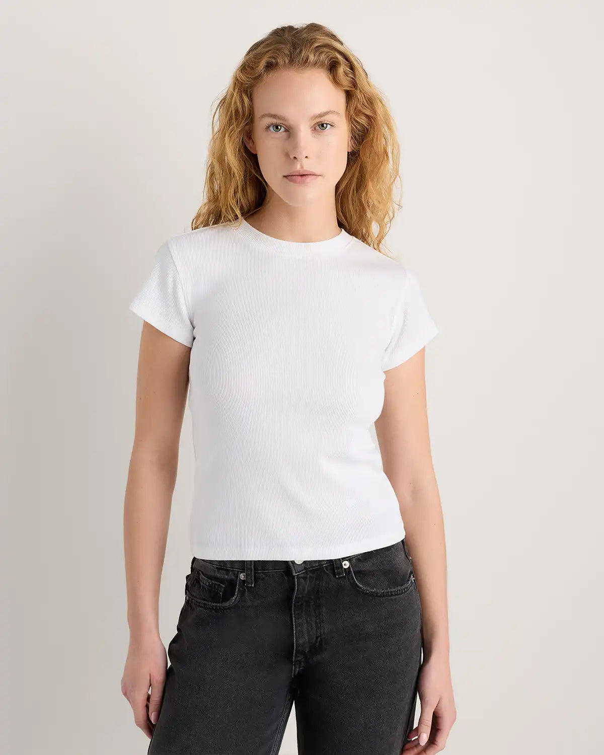 Organic Cotton Micro-Rib Crewneck Tee