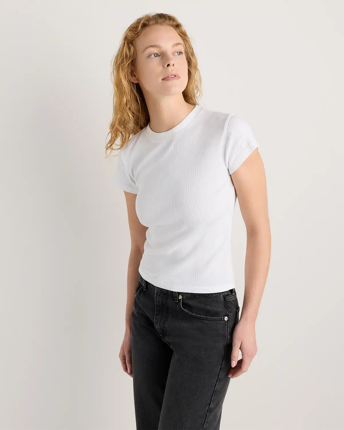 Organic Cotton Micro-Rib Crewneck Tee