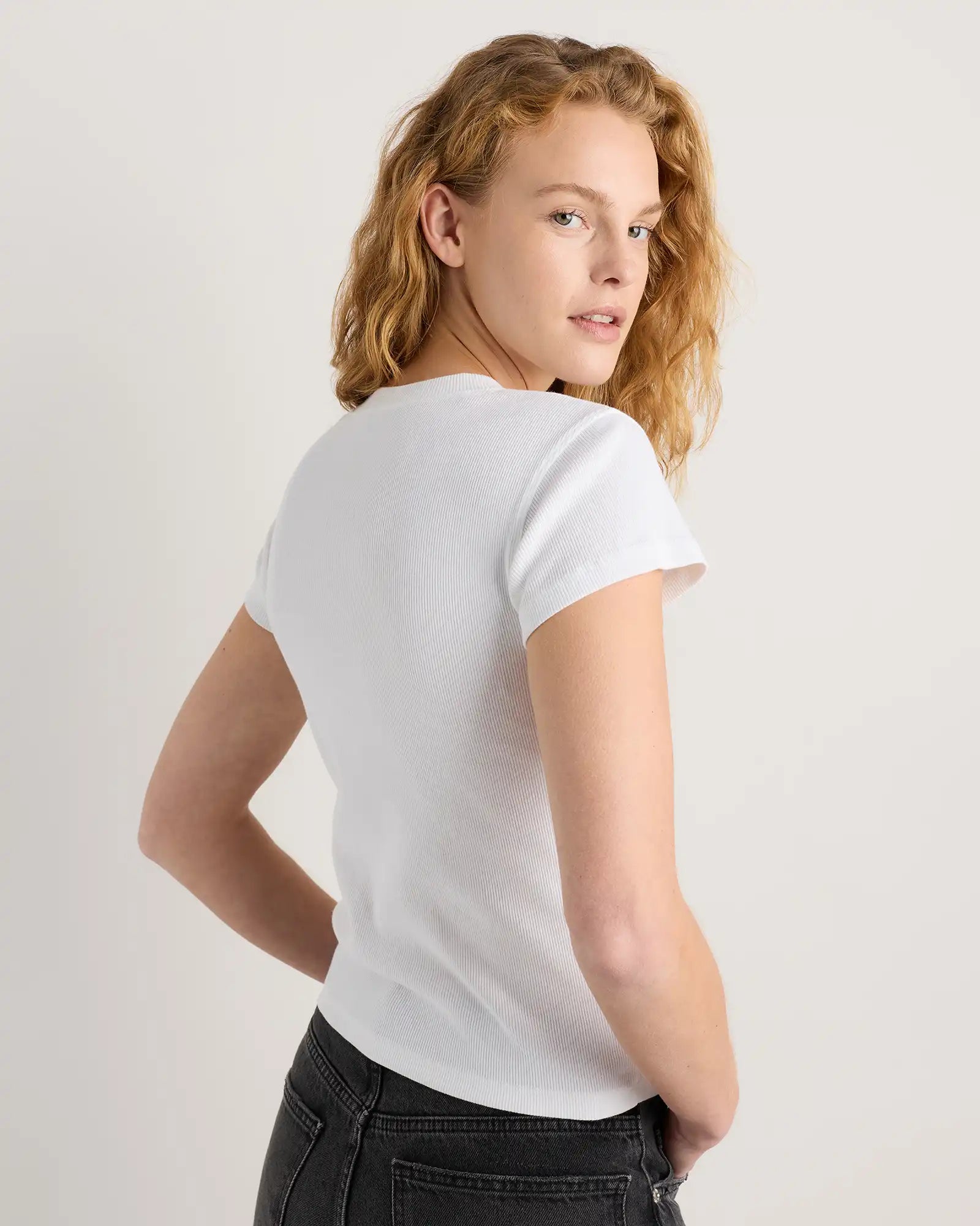 Organic Cotton Micro-Rib Crewneck Tee