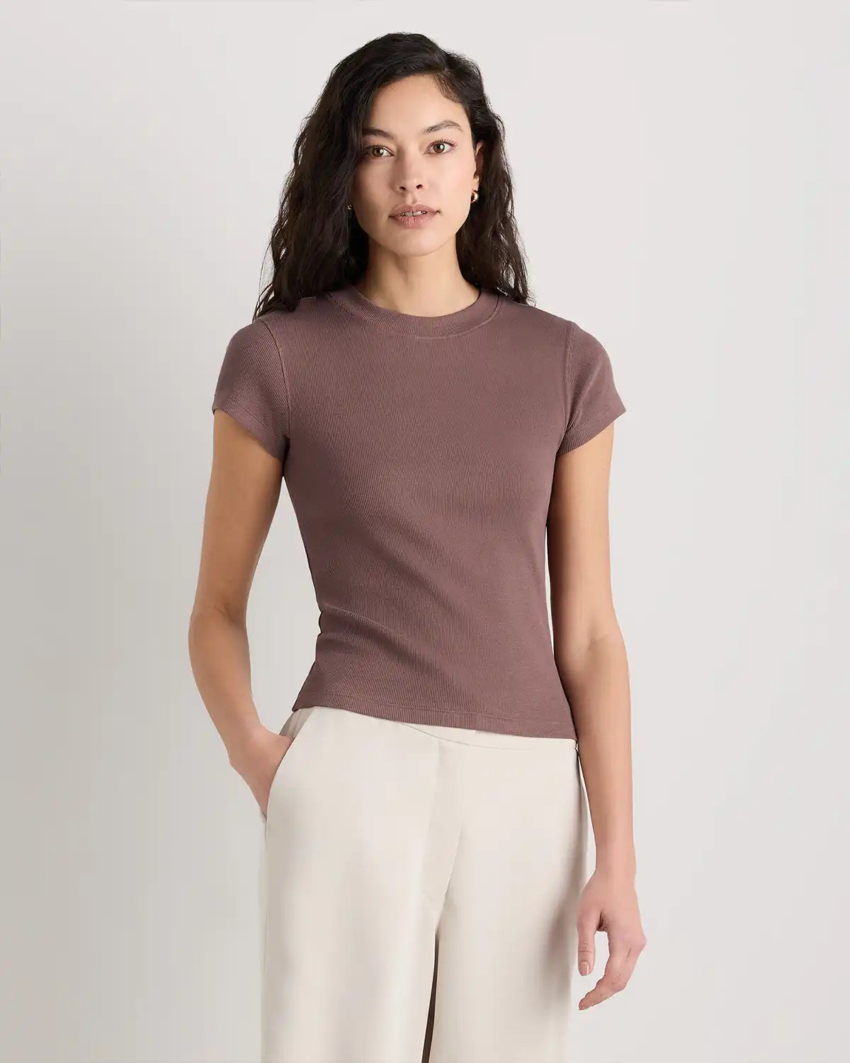 Organic Cotton Micro-Rib Crewneck Tee