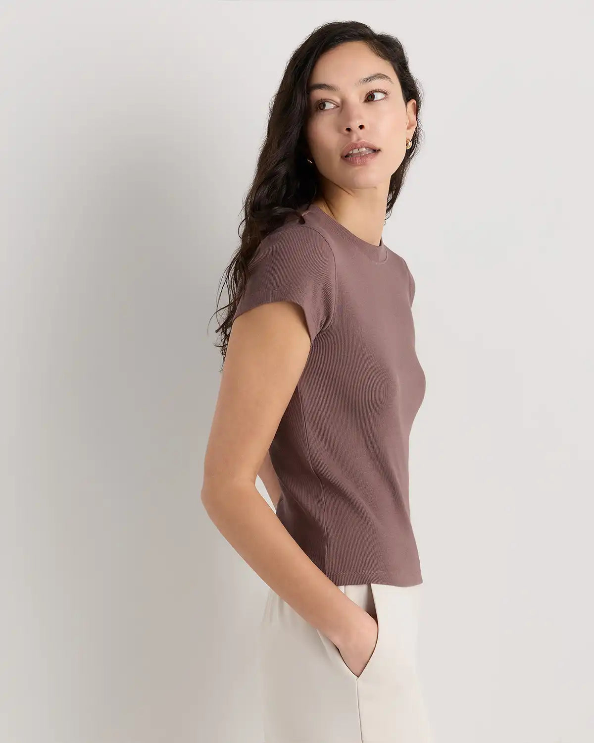 Organic Cotton Micro-Rib Crewneck Tee