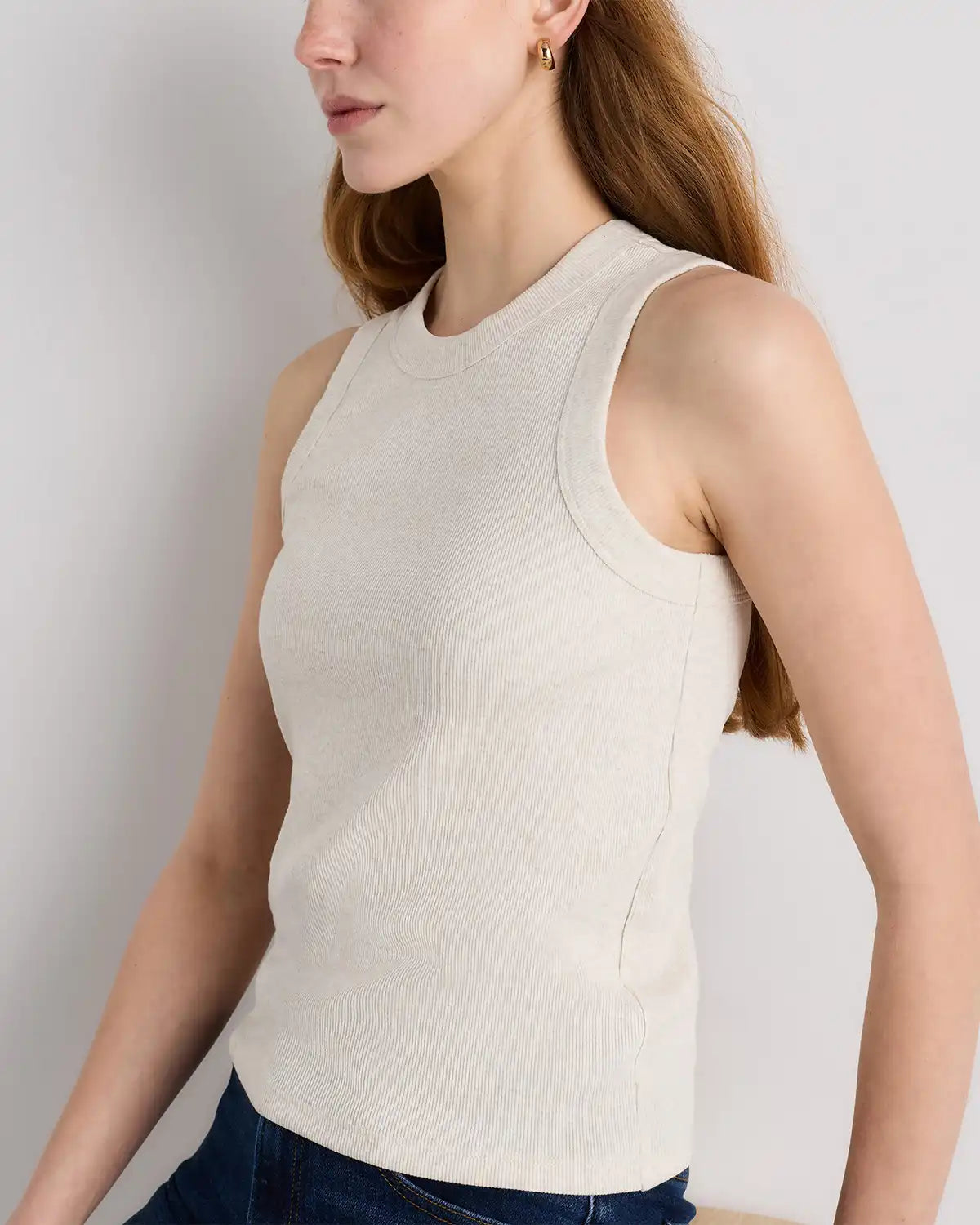 Organic Cotton Micro-Rib Cropped Cutaway Tank