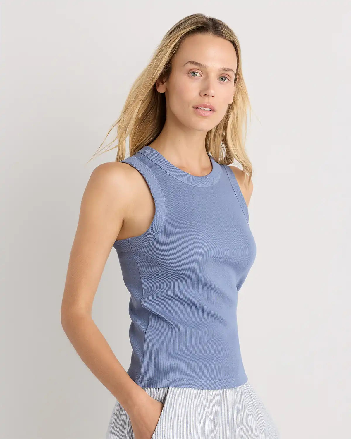 Organic Cotton Micro-Rib Cropped Cutaway Tank