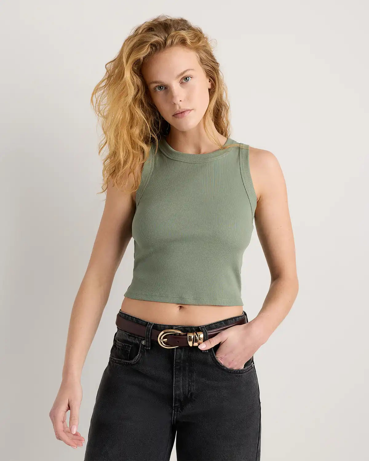Organic Cotton Micro-Rib Cropped Cutaway Tank