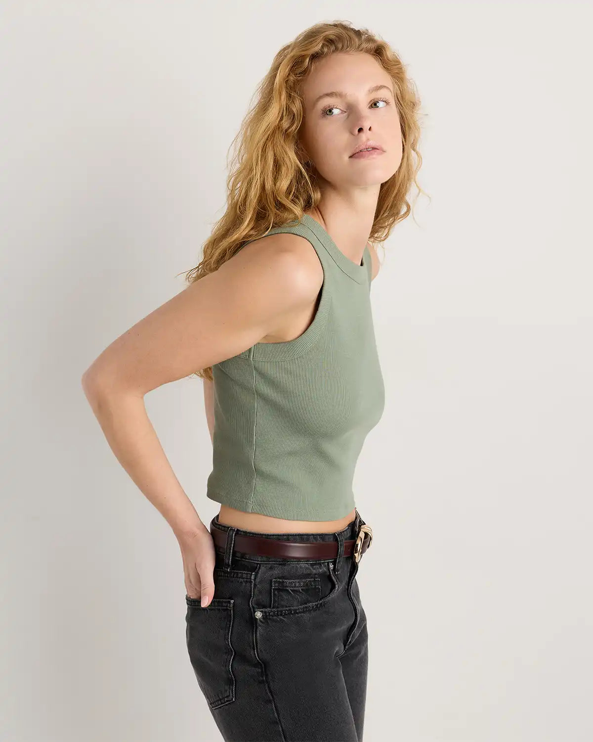 Organic Cotton Micro-Rib Cropped Cutaway Tank