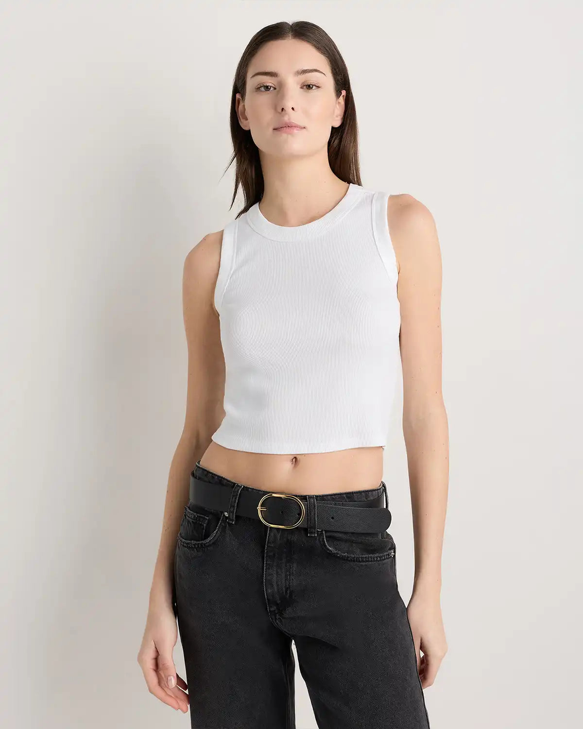 Organic Cotton Micro-Rib Cropped Cutaway Tank