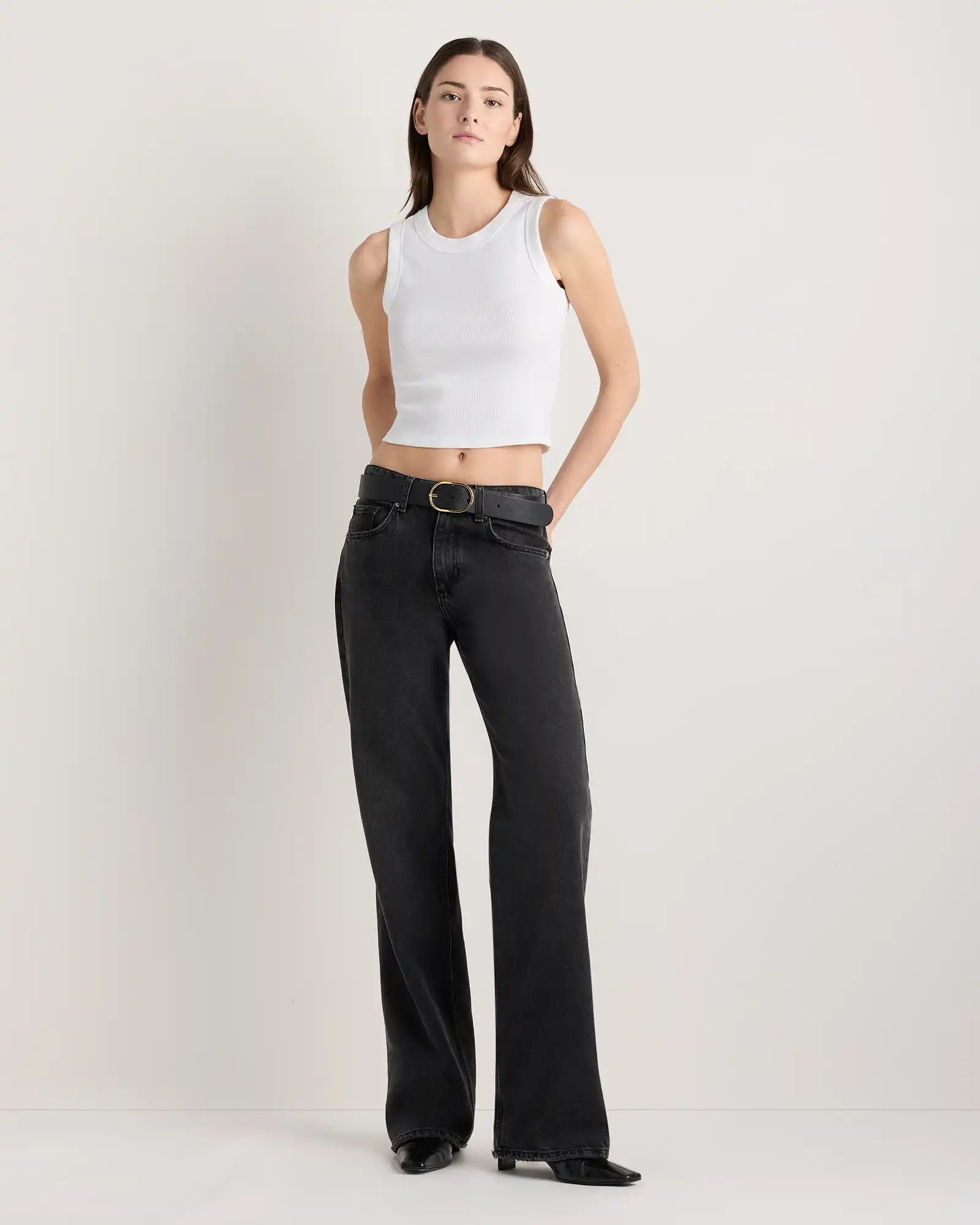 Organic Cotton Micro-Rib Cropped Cutaway Tank