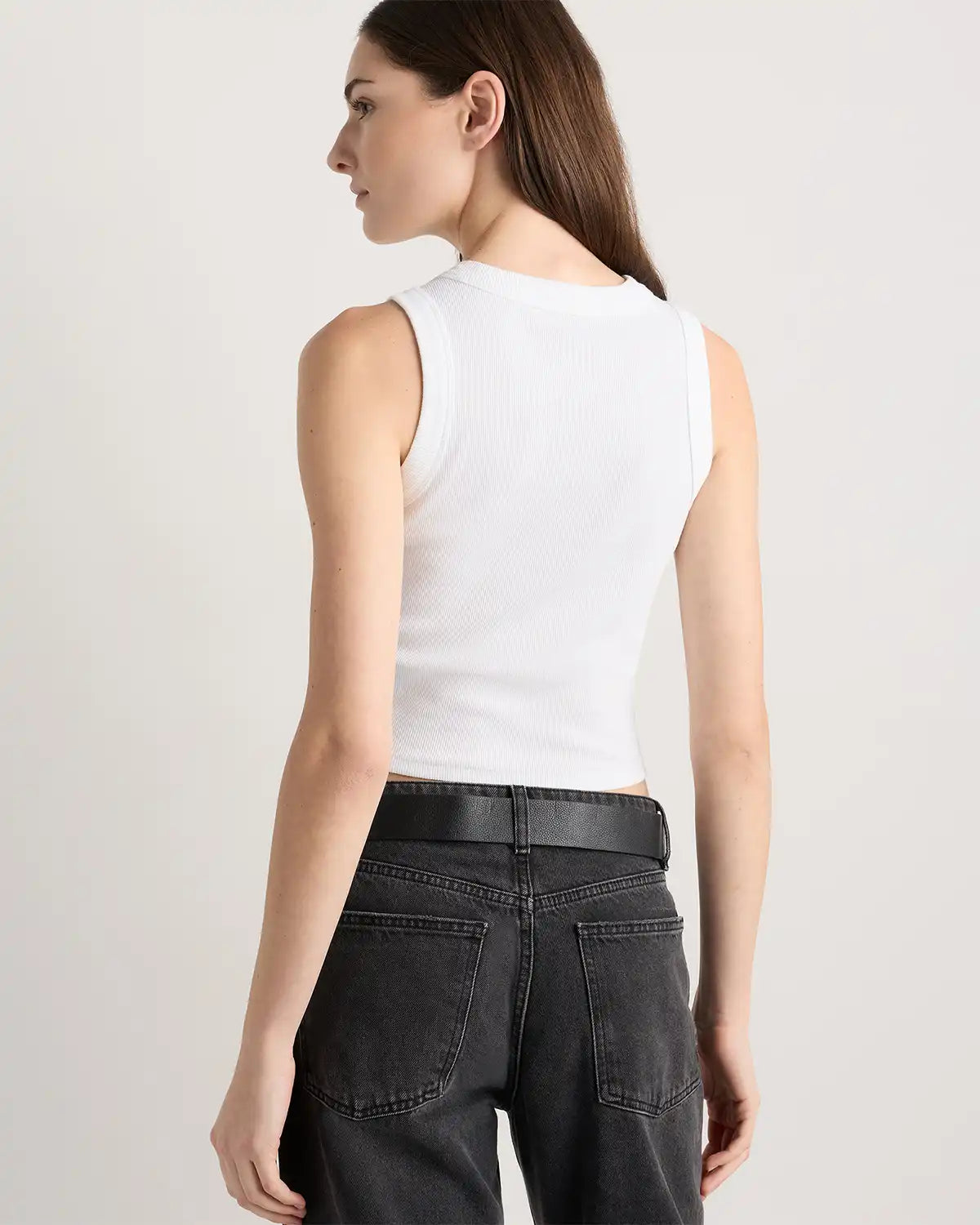 Organic Cotton Micro-Rib Cropped Cutaway Tank
