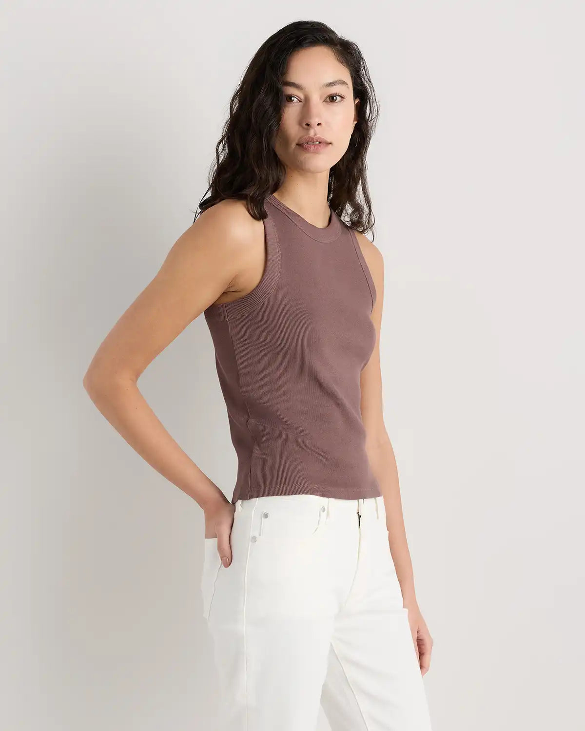 Organic Cotton Micro-Rib Cropped Cutaway Tank