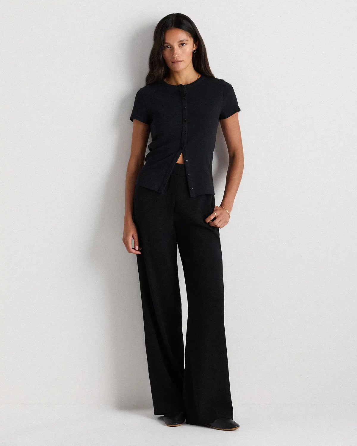 Organic Cotton Micro-Rib Button Tee