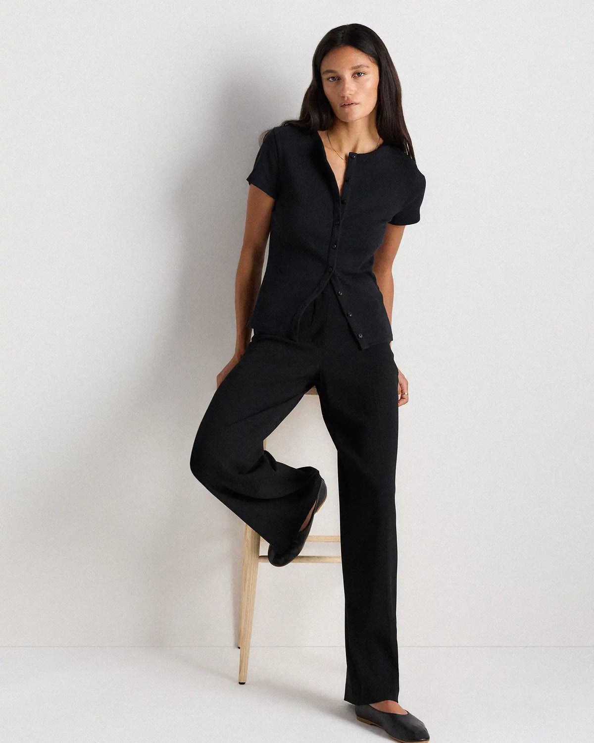 Organic Cotton Micro-Rib Button Tee