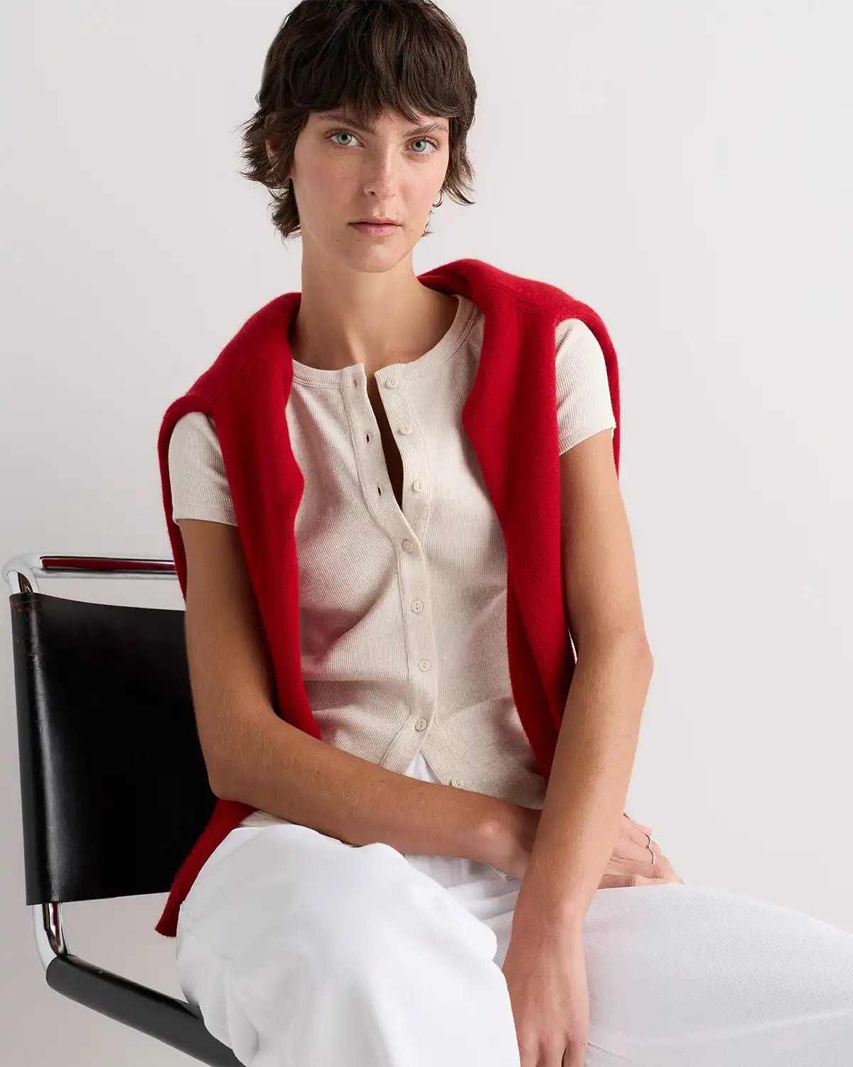 Organic Cotton Micro-Rib Button Tee