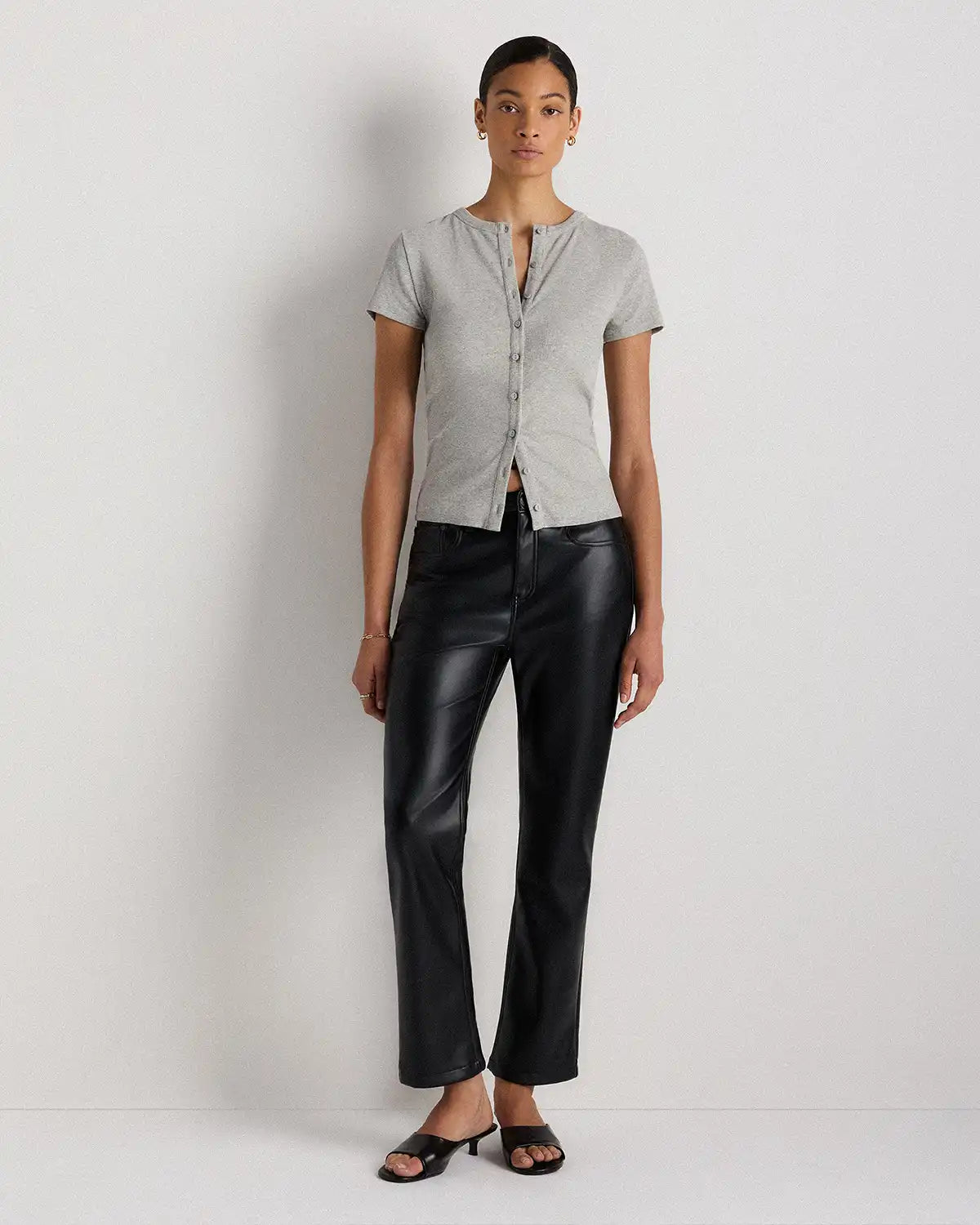 Organic Cotton Micro-Rib Button Tee