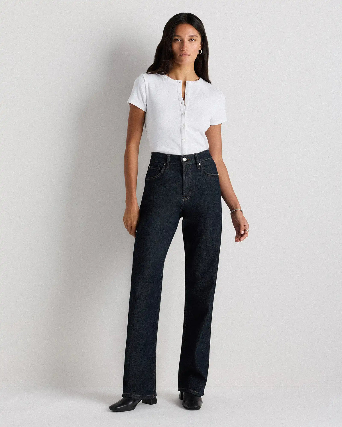 Organic Cotton Micro-Rib Button Tee