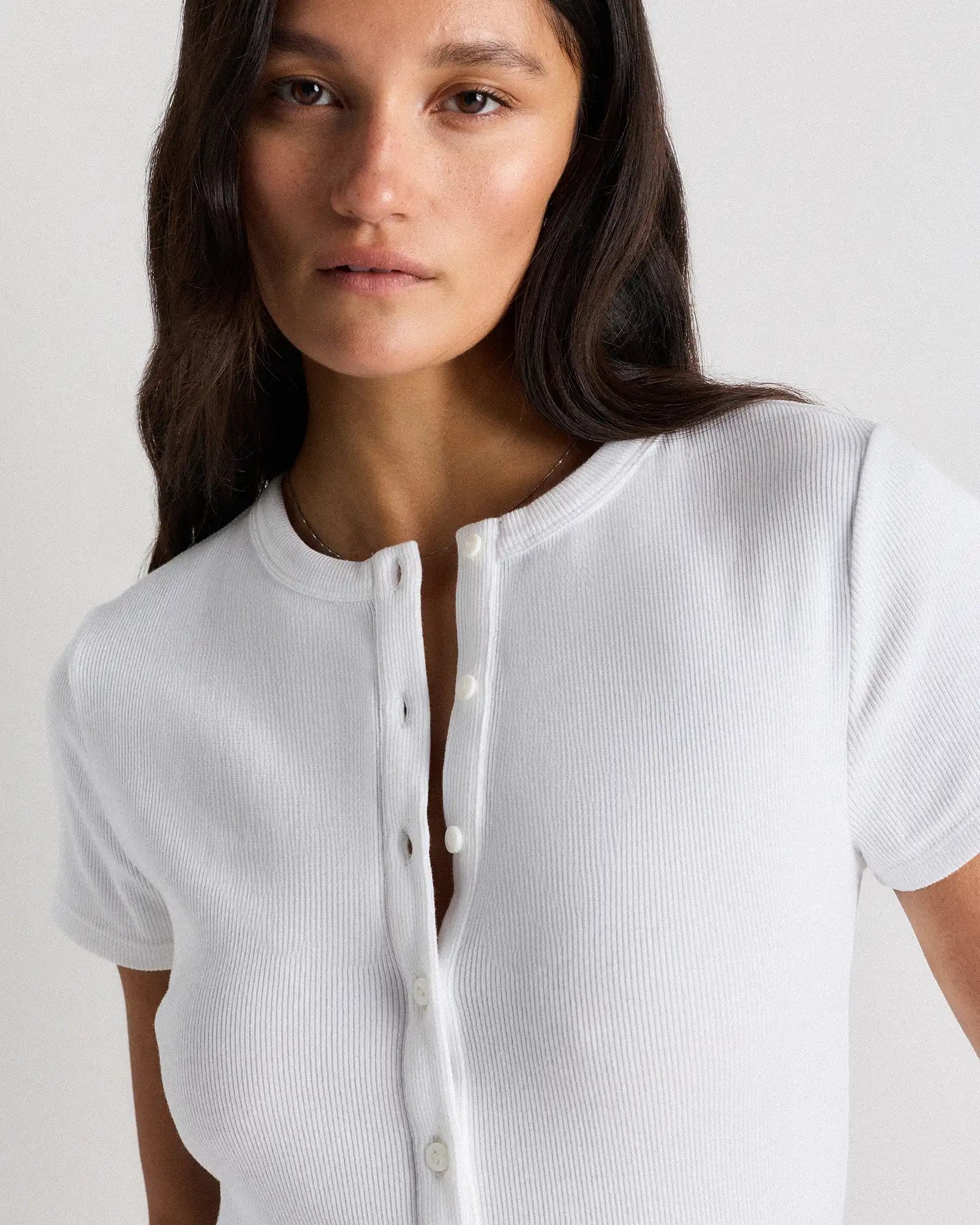 Organic Cotton Micro-Rib Button Tee