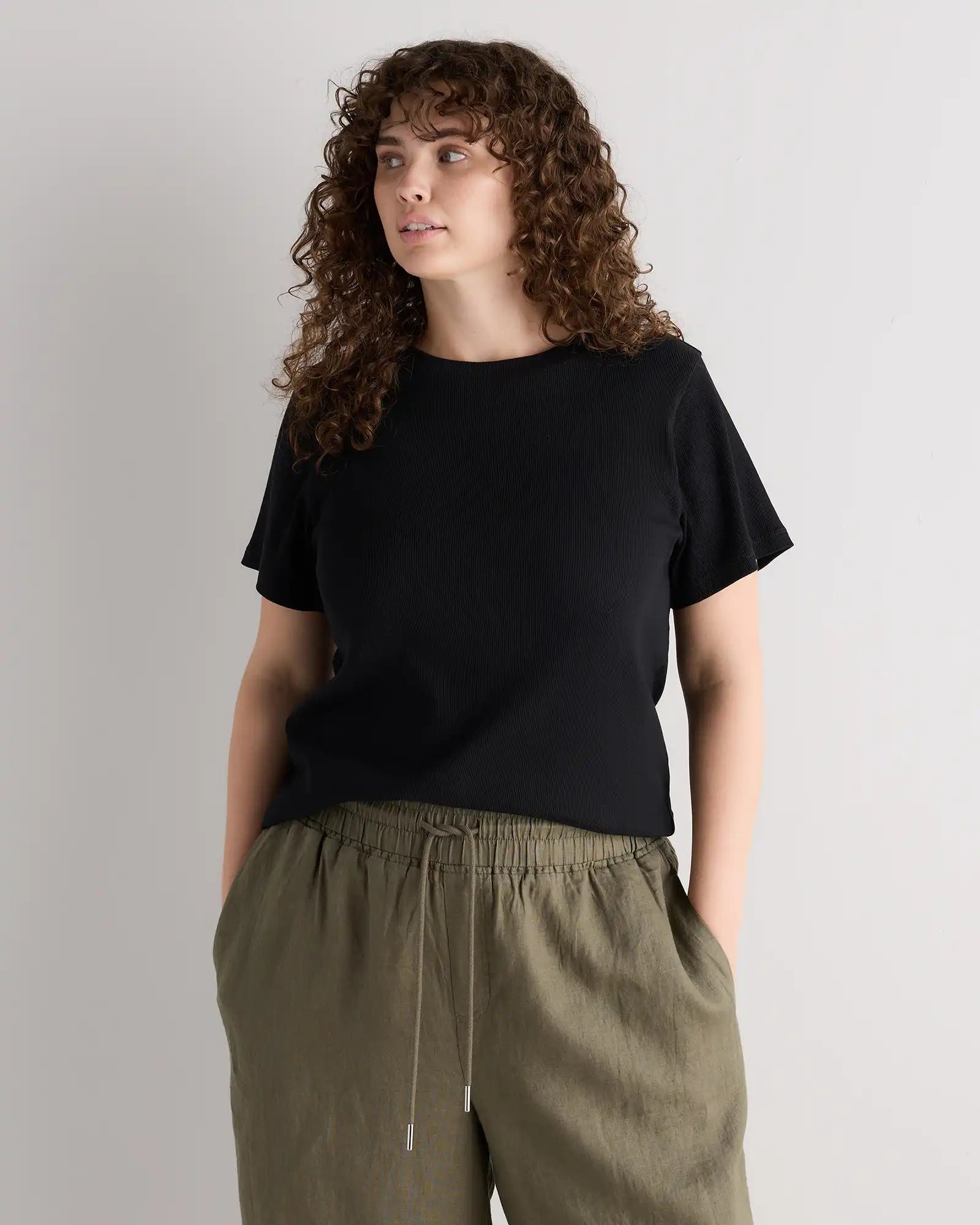Organic Cotton Micro-Rib Crewneck Tee