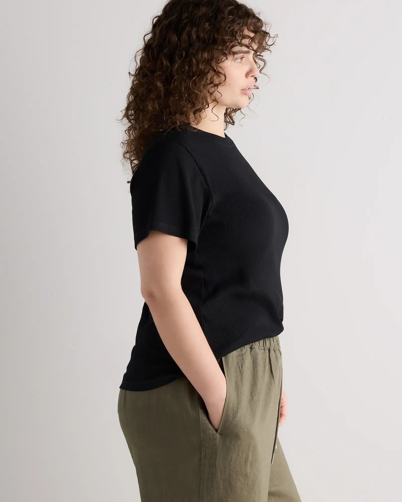 Organic Cotton Micro-Rib Crewneck Tee